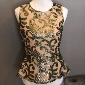 Anthropogie peplum Greylin sparkle blouse